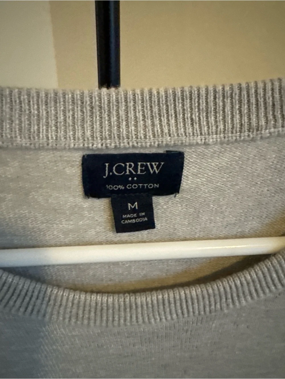 J.Crew 100% Cotton Crewneck Sweater | Light Gray | Medium | Classic Essential